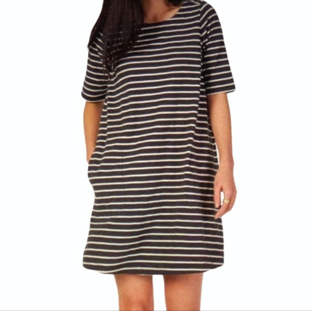 NWT Faherty Shaylyn Shift Dress Grey Stripe Size XS